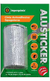 Cinta Tapagoteras Autoadherible blister ALUSTICKER PLUS 10 cm x 1 m Imperquimia para sellar goteras y filtraciones