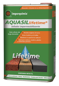 Sellador Hidrofugante Base Silicón AQUASIL LIFETIME WETLOOK Transparente 4 Litros Imperquimia