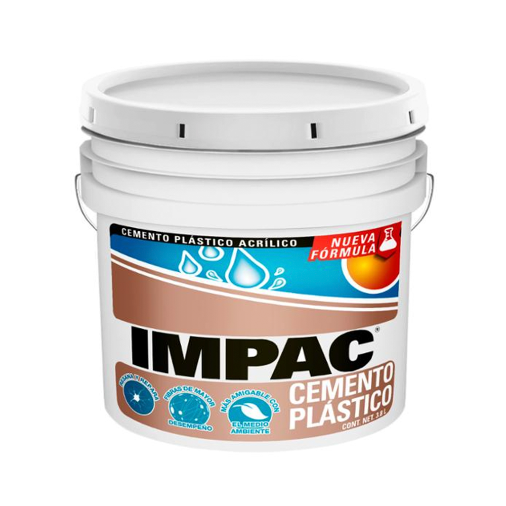 Cubeta de IMPAC Cemento Plástico Acrílico color blanco para reparación de losas.