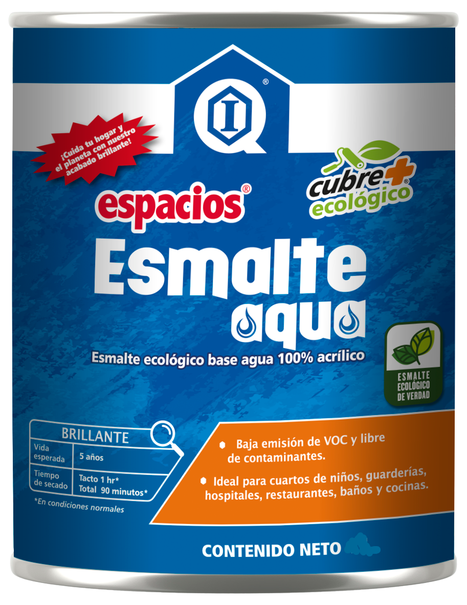 Pintura Acrílica Ecológica ESPACIOS ESMALTE AQUA Blanco 1 L Imperquimia