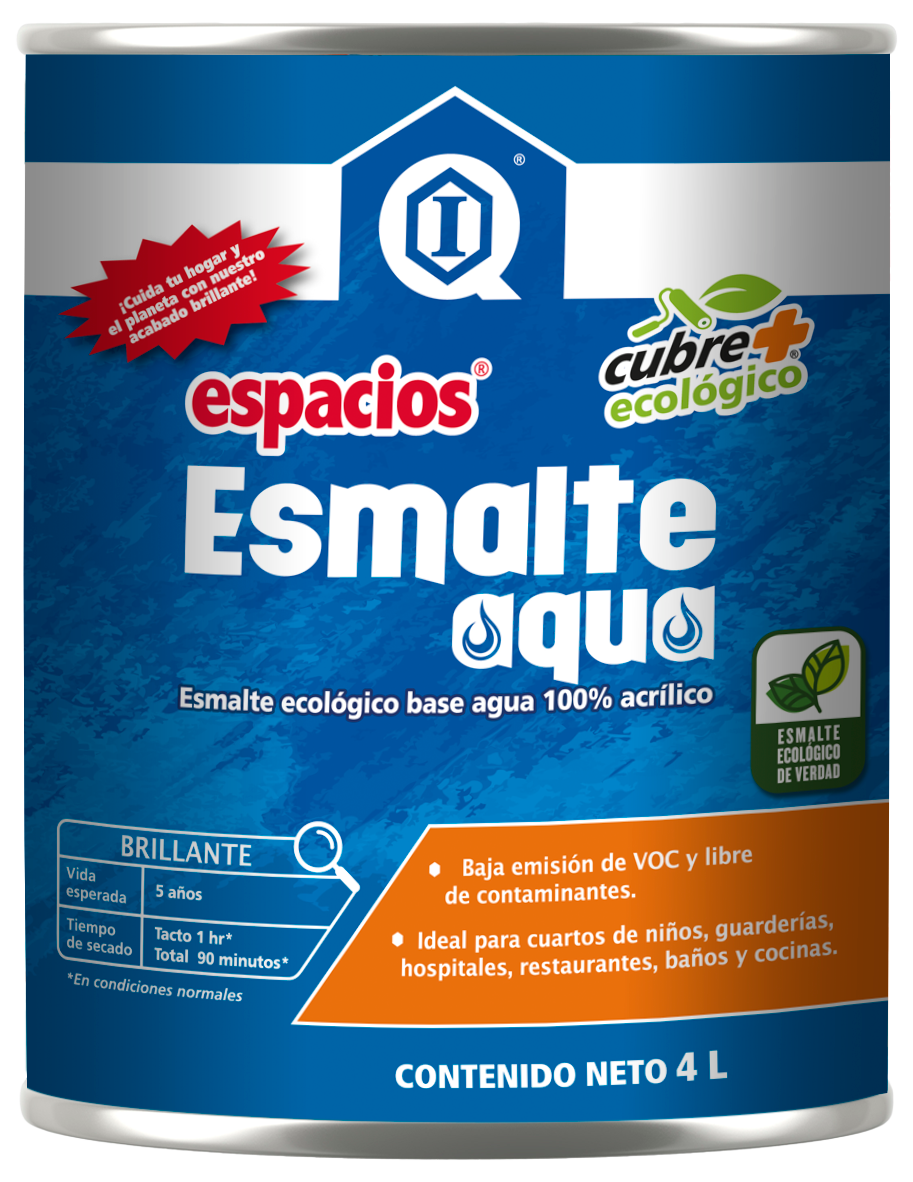 Pintura Acrílica Ecológica ESPACIOS ESMALTE AQUA Blanco 4 L Imperquimia