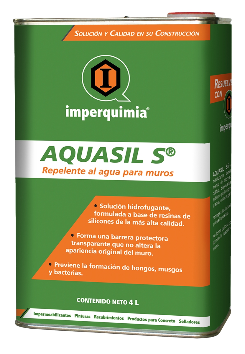 Impermeabilizante transparente Aquasil S de Imperquimia en presentación de 4 litros.