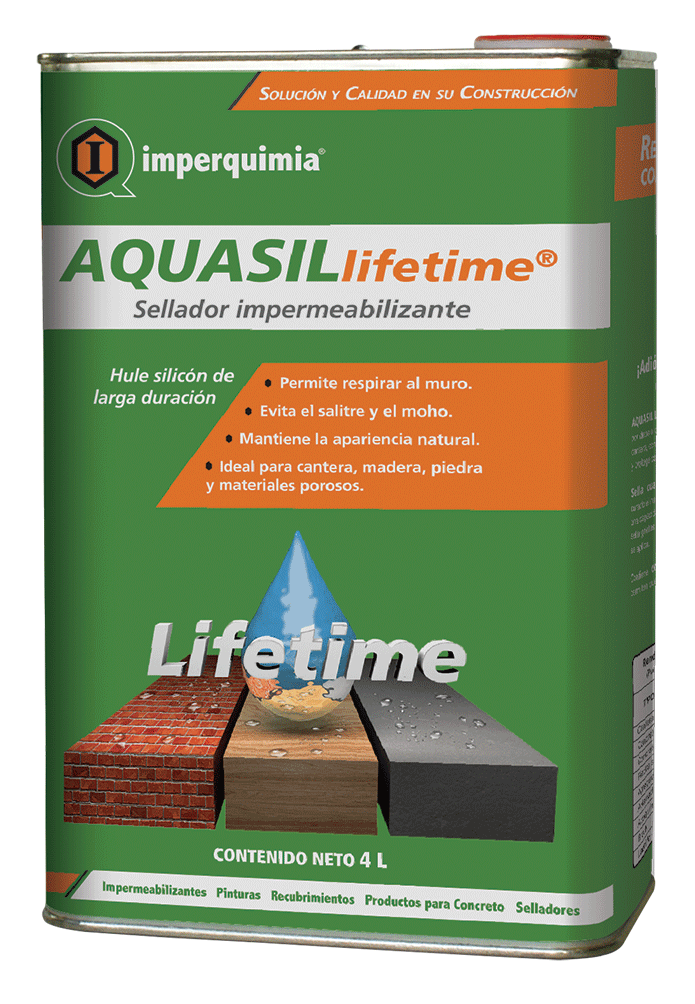 Sellador Hidrofugante Base Silicón AQUASIL LIFETIME Transparente 4 Litros Imperquimia